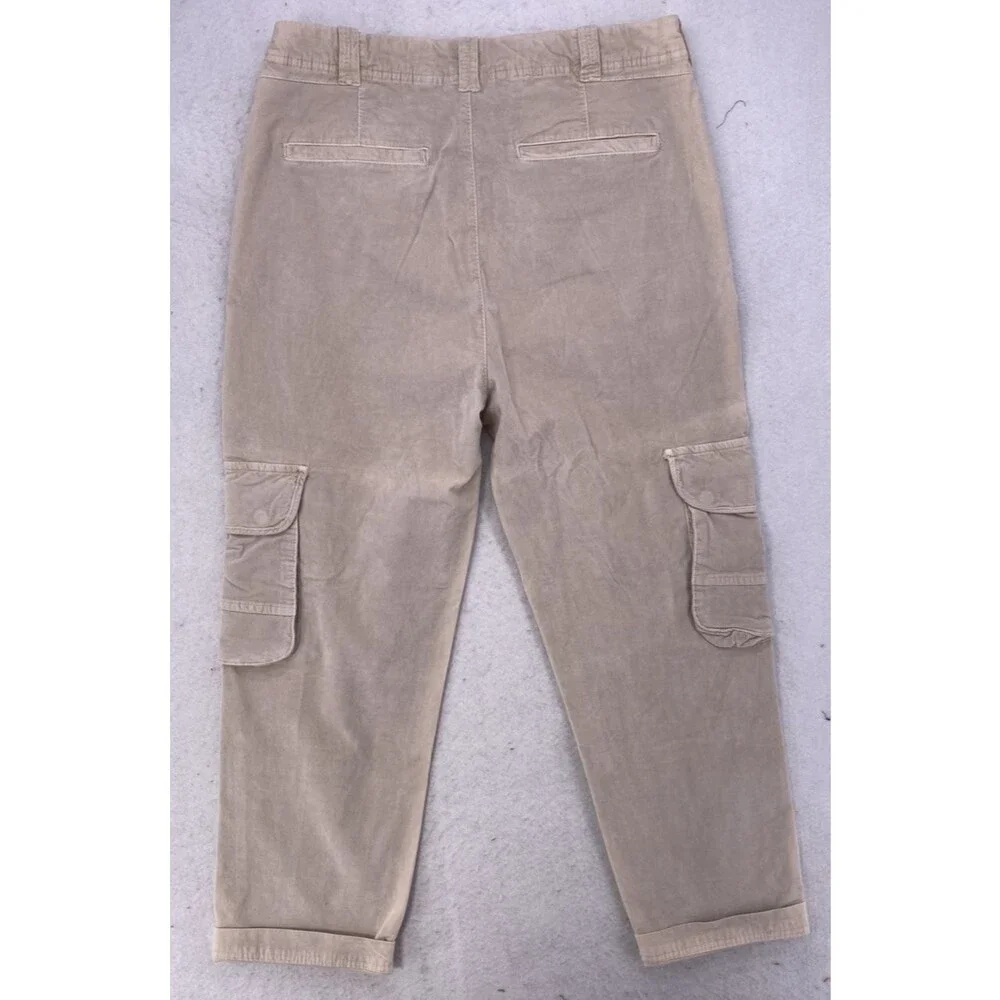 Free People Hard Crushin' Plush Cargo Pants 12 Ivory NWT High Rise Utility New